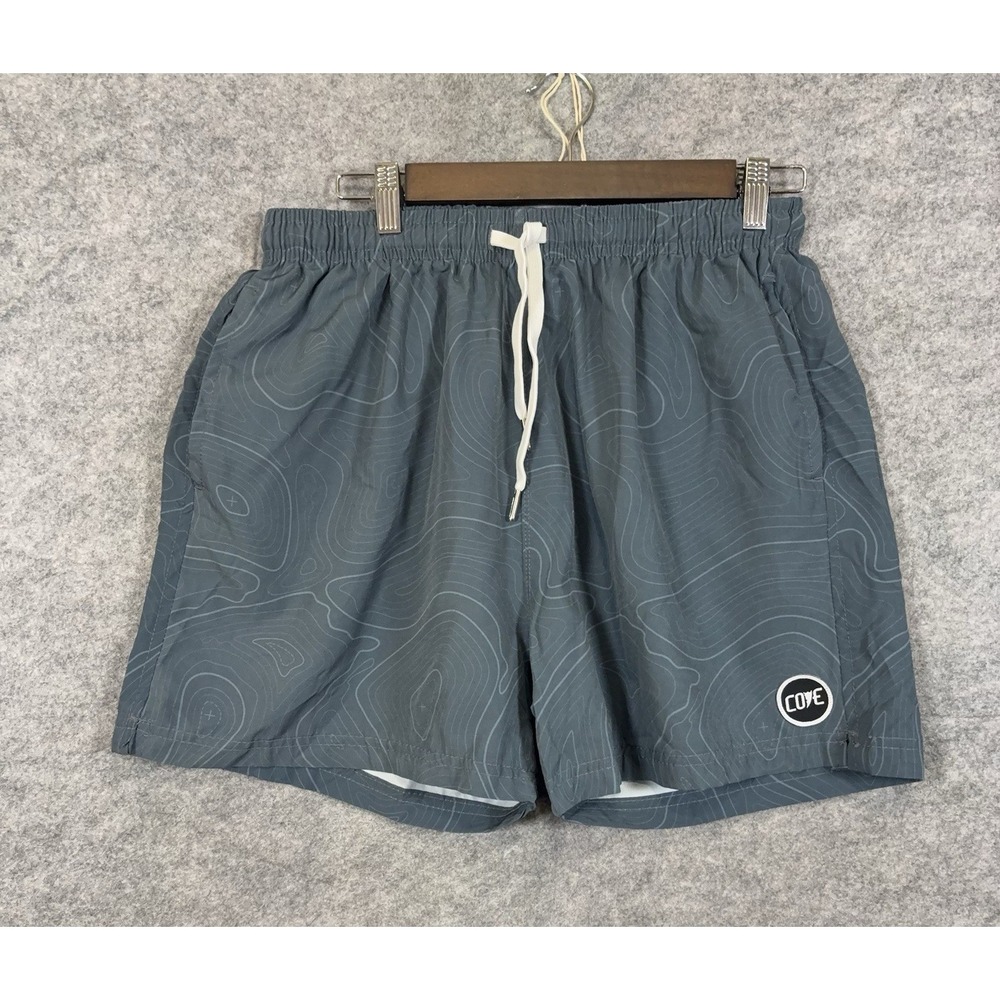 Cove Shorts Mens Sz 34 Slate Blue Gray Topo Camo Unlined Pockets 5" Inseam